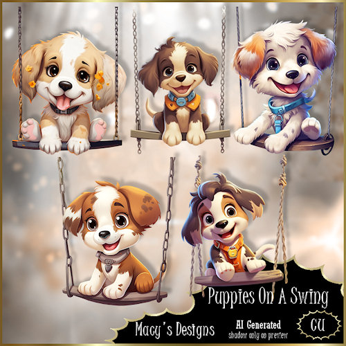 AI - Puppies On A Swing - Click Image to Close